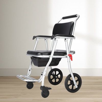 Good price Mobility Toilet Chair Pregnant Women Aluminum Alloy Wheeled Commode Chair online