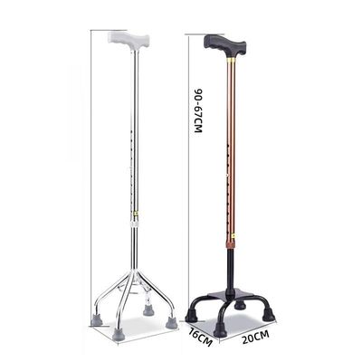 Good price Stable Quad Base Brown Aluminum Walking Cane  High Stability online