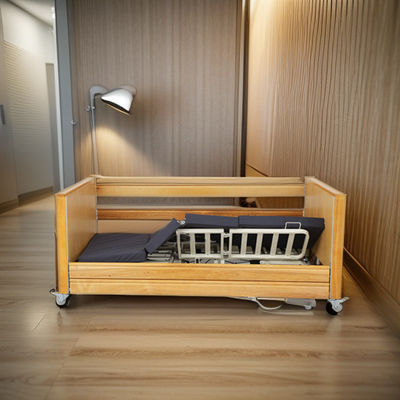 Good price Hospitals Clinics Accredited Home Electric Nursing Beds Solid Beech Slide Adjustable Guardrails Back Raising Leg Lifting Beds online