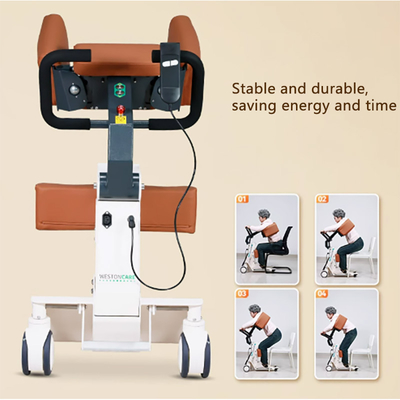 Electric Standing Lift Wheelchair for Rehabilitation Brown Leather