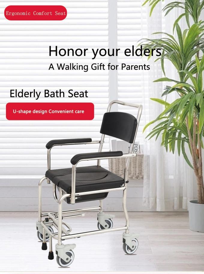 Wholesale Manufacturer′s High-Quality Steel Light Weight Commode Wheelchair for Disabled Person