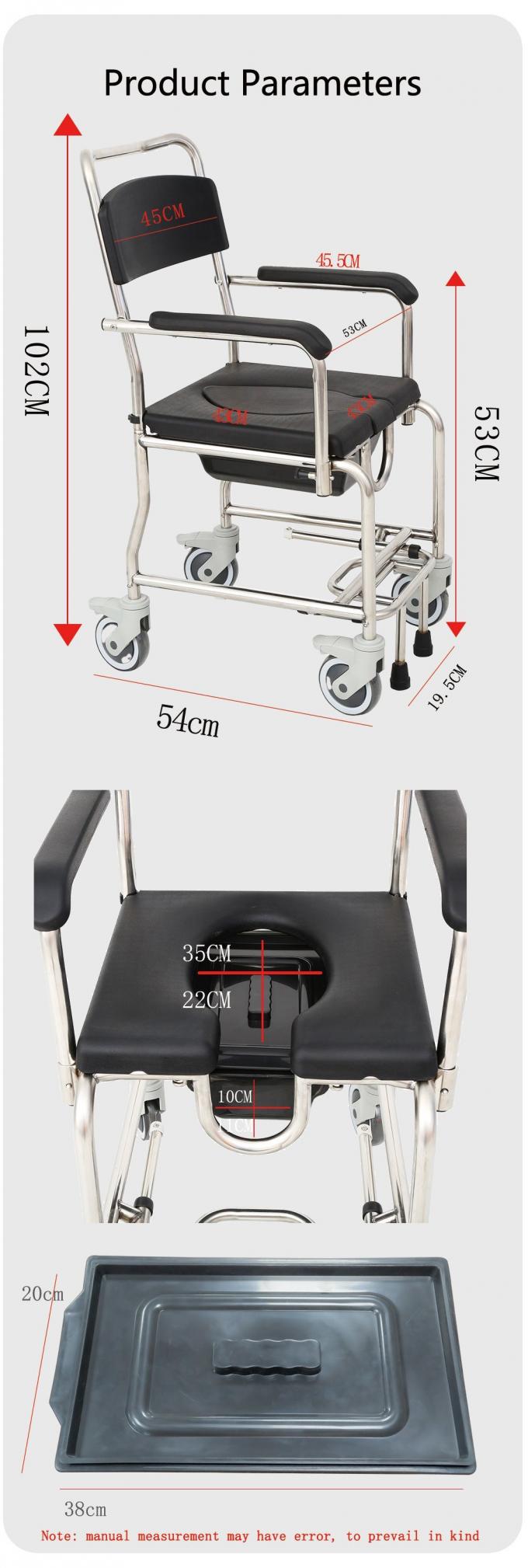 Wholesale Manufacturer′s High-Quality Steel Light Weight Commode Wheelchair for Disabled Person